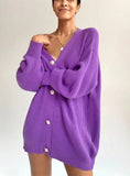 V NECK KNITTED SWEATER CARDIGAN WOMEN