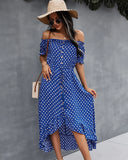 POINT OFF THE SHOULDER DRESS