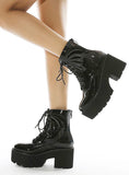 WOMEN'S PATENT LEATHER BOOTIES THICK SOLES
