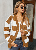 WOMEN LONG SLEEVE STRIPED CARDIGAN SWEATER
