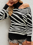 WOMEN HIGH NECK PULLOVER TIGER SWEATER