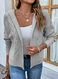 SOLID COLOR HOODED TWIST SWEATER CARDIGAN COAT