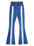 WOMEN WIDE-LEG WEBBING JEANS
