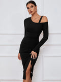 SPLIT LONG SLEEVE SEXY DRESS