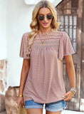 SUMMER HOLLOW SHORT-SLEEVED ROUND NECK SHIRT