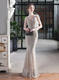 SEQUINED FISHTAIL BEADING GOWN