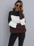 LOOSE COLOR MATCHING SWEATER ROUND NECK PULLOVER