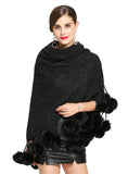 TWO SIDES CAN WEAR BIG FUR BALL TRIANGLE SCARF SHAWL