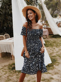 BOHEMIAN PRINTED SHORT SLEEVE DRESS