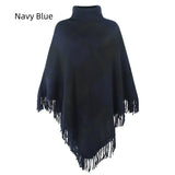 COLLAR TASSEL CAPE SHAWL PLAID LOOSE COAT