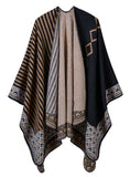 LADIES FALL AND WINTER STRIPED SMALL DIAMOND SHAWL