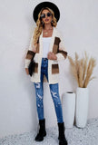 CONTRAST STITCHING LONG KNITTED CARDIGAN COAT