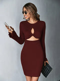 LONG-SLEEVED HOLLOW FLARED SLEEVES DRESS