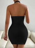 SEXY HALTER BACKLESS SLEEVELESS DRESS