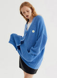 SWEATER BLUE SINGLE-BREASTED SWEATER COAT