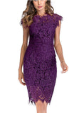Women's Bodycon Sleeveless Little Cocktail Party Dress with Floral Lace