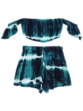 Tie-Dyed Off The Shoulder Crop Top and Shorts