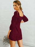 Sexy Slim Dress Long Sleeve Square Collar 