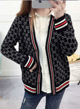Sweater With Buttons Long Sleeve Striped Knitted Cardigan