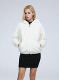 Women's Mink Fur Coat With Cap Imitation Mink Fur