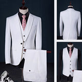 Three Pieces Casual Slim Blazers for Men Gentleman Wedding Formal 