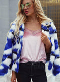 Women's Mixed Color Fur Like Coat Short Coat