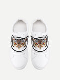 Cheap Eye Embroidery Lace Up Low Top Sneakers