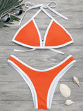 High Cut Contrast Piping Bikini Set