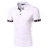 Short Sleeve Slim Fit Spring Summer Tops Casual Stitching Polo Shirt 