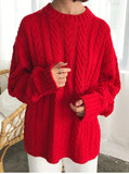Women Casual Round Neck Loose Long Sleeve Sweater