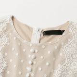 Embroidery Long Sleeves Sexy Mesh Lace Vintage Polka Dot Short Dress