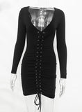 V-Neck Sheath Mini Women Bodycon Dress Spring 