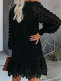 Slim Party Mini Black Short Dress Women Long Puff Sleeve Dresses
