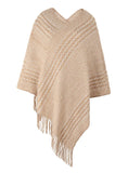 STRIPED CAPE FRINGED SHAWL