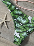 String Low Cut Tropical Print Bikini Set