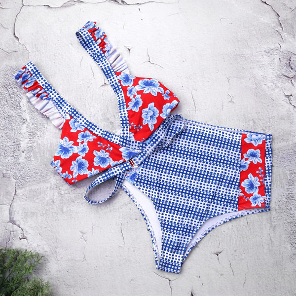 Unique Print Front Tie Bikini Set – Ncocon