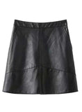 PU Leather Skirts Brief Pockets Back Zipper Faldas 
