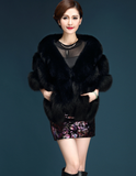 Autumn and winter new fox-like fur shawl, waistcoat, cloak, ladies'pockets