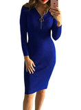 Knee-Length Sheath Dress Female Bodycon Warm Dresses 