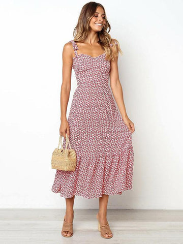 Deep V-neck Split-side Maxi Dress