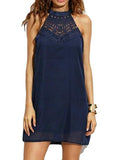 Womens Halter Neck Chiffon Tunic Tank Dress T Shirt Dresses