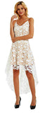 V Neck White Lace Plus Size Cocktail Dresses