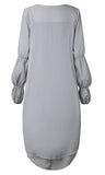 Women's Lantern Long Sleeve Round Neck High Low Asymmetrical Irregular Hem Casual Tops Blouse Shirt Dress