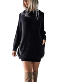 Women's Winter Warm Loose Turtleneck Oversized Pullover Sweater Dress