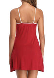 Women Sling Dress Chemise Lace Trim Nightie Spaghetti Strap Sleepwear Dress