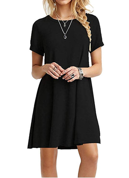 Women's Casual Plain Simple T-Shirt Loose Dress