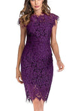 Women's Sleeveless Floral Lace Slim Evening Cocktail Mini Dress