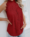 Womens Lace Crochet Sleeveless Tops Sexy Halter Hollow Out Nightout Tanks Blouse