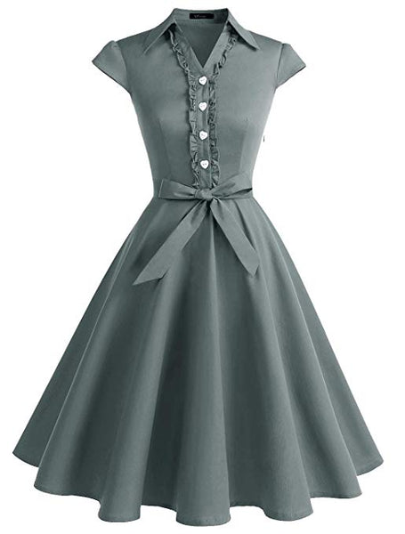 Women's 1950s Retro Rockabilly Dress Cap Sleeve Vintage Swing Dress