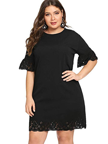 Women's Plus Size Short Sleeves Mother of The Bride Cocktail Dress